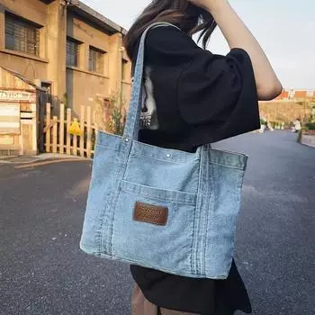 Ковбойская сумка через плечо, женская ниша, художественная сумка для покупок большой вместимости, большая сумка для студента, тренд японской художественной холщовой сумки