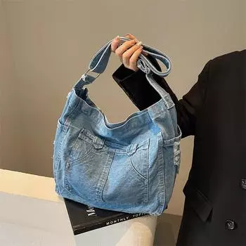 Ковбойская сумка в стиле ретро, новая осенняя вместительная прочная сверхлегкая универсальная сумка через плечо на одно плечо