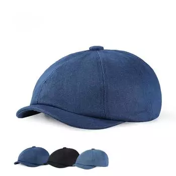 Ковбойская тканевая стираная восьмиугольная кепка Ms. Старая ретро шляпа литературная молодежная газетная кепка для мальчика мужская берет сын M56-58cm светло-синий