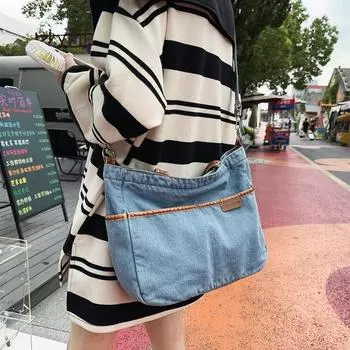 Ковбойская тканевая сумка для женщин. 2023. Новая минималистичная сумка через плечо, повседневный студенческий рюкзак через плечо, модная портативная сумка через плечо.