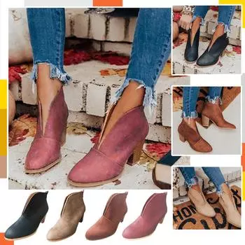 Ковбойские сапоги для женщин, плиссированная римская обувь, модные однотонные сапоги на коротком толстом каблуке 39 винный