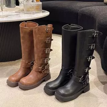 ковбойские сапоги в стиле вестерн 2024 года, новые тонкие рыцарские сапоги, коричневые сапоги в стиле майяра, женские 35 чёрный
