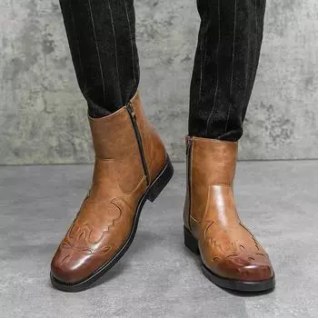 Ковбойские сапоги в стиле вестерн, мужские ботинки из натуральной кожи, мужские ботинки челси, мужские ботинки Martin для активного отдыха, обувь для мужчин 38