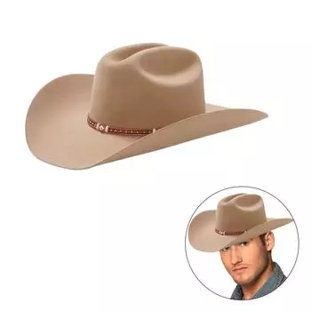 Ковбойские шляпы в этническом стиле, для вечеринок в стиле вестерн, с большими закатанными полями, однотонная, солнцезащитная ковбойская шляпа для взрослых унисекс бежевый