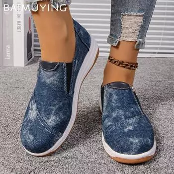 Ковбойские женские кроссовки на плоской подошве, дизайнерские молнии, спортивная обувь для бега, тренд 2025 года, повседневная, удобная, зимняя, новая женская обувь 36 синий