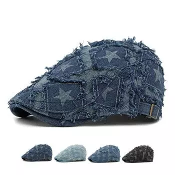 Ковбойский берет, женская кепка вперед, мужская джинсовая фуражка темно-синий
