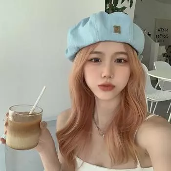 Ковбойский берет женский нишевый весенне-летний удобный для лица маленький бутон шляпа художника круглое лицо стираная старая шляпа женский M56-58cm