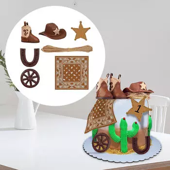 Ковбойский торт Топпер для вечеринки в стиле вестерн, украшения, вставки для кексов