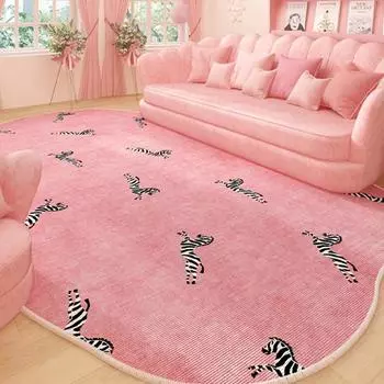 Ковер для гостиной, большой размер, розовый нерегулярный коврик, прикроватный коврик, узор «зебра» с изображением животных, ковры для украшения дома, салон Alfombra 60x90cm