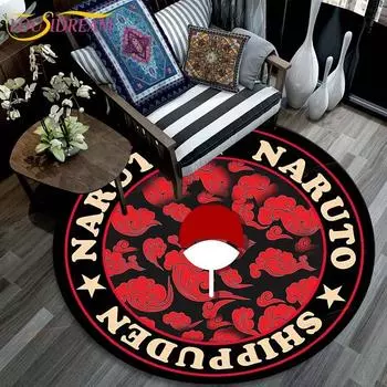 Ковер для гостиной, детские круглые коврики с рисунком Наруто с 3D рисунком для журнального столика, домашний детский напольный ковер, противоскользящий 60cm