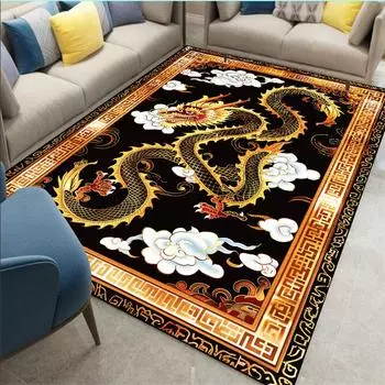 Ковер для гостиной Golden Dragon Element в китайском стиле, большой размер, домашний ковер, декор комнаты, роскошный стиль, нескользящий коврик для отеля 60x90cm 23.6x35.4in