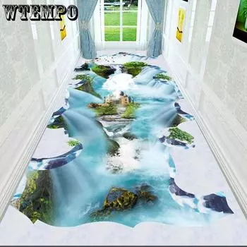 Ковер для гостиной с 3D пейзажным принтом, напольный коврик, фланелевая губка, большой коврик для ванной комнаты, декоративный коврик для спальни W60*H200CM