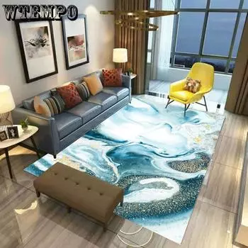 Ковер для гостиной с цветочным принтом Ink Wash Современный и простой коврик для журнального столика в гостиной Ковер для спальни Напольный коврик 50*80cm