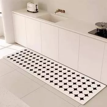 Ковер для кухни в клетку, водонепроницаемый, маслянистый, напольный коврик из ПВХ, кожа, нескользящие коврики для ног, длинная полоса, домашний декоративный ковер Alfombra 50x80cm