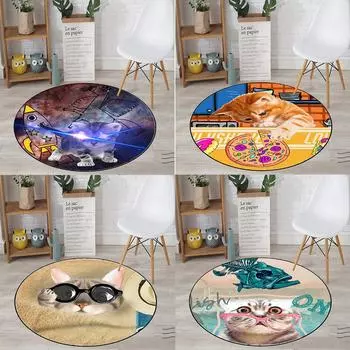 Ковер для пиццы и кота, квадратный нескользящий напольный коврик, нескользящий коврик, мягкий ковер для столовой, гостиной, спальни 40