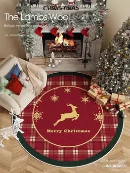 Ковер для рождественской елки, праздничное украшение, украшение для дома, круглый коврик для пола, осенне-зимний роскошный ковер для гостиной 80x80cm