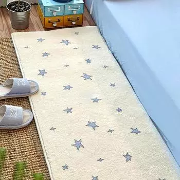 Ковер для спальни, мягкий, удобный, нескользящий, коврик для ног, синяя звезда, длинный ковер для девочек, толстые плюшевые ковры для украшения дома 40x120cm