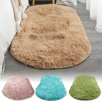 Ковер для спальни овальный моющийся большой размер искусственный плюшевый ковер пушистый ковер плюшевый коврик на пол длинный плюшевый мягкий декор 40*60cm фиолетовый