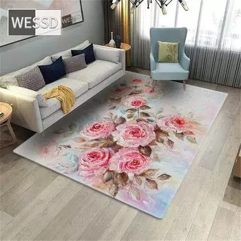 Ковер для спальни с цветком розы, 3D ковер для гостиной, красочный напольный коврик с цветочным рисунком, ковер для ванной комнаты, украшение для комнаты для девочек 40x60cm 1pcs