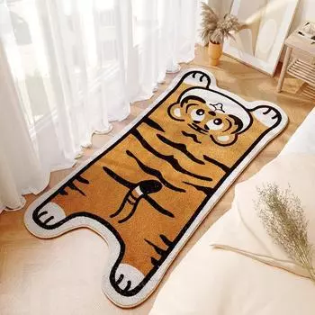 Ковер для спальни с рисунком динозавра для детей, прямоугольные прикроватные коврики, детские напольные коврики для спальни, нескользящие напольные коврики с изображением льва, тигра и кошки 40X80CM B