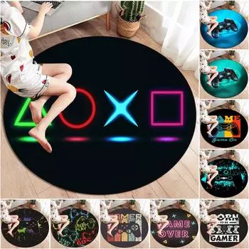 Ковер для спальни, в помещении, на открытом воздухе, детский игровой коврик, коврик для йоги, коврик для геймера, противоскользящий круглый напольный коврик 40