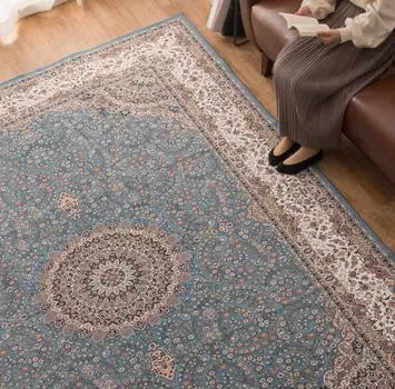 Ковер Hagiwara 140 x 200 см с переводной печатью, моющийся, обработанный водоотталкивающей пропиткой, прибл.. Бирюзовый Нескользящий