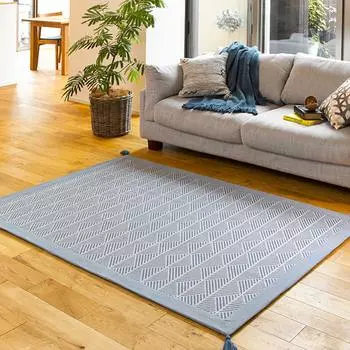 Ковер Hagiwara Rug Bonding Rug темно-синий 130X185 см, стираемый в стиральной машине, хлопок, поставляется с кисточкой, прибл.. Кряк 100%