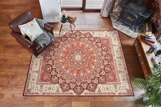 Ковер Hagiwara Rug с принтом 200X200, пригодный для машинной стирки, элегантный красивый узор 240598900 Pricia прибл. красный