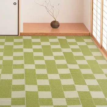 Ковер Hagiwara Washable Rush Style Green Edo Room Tatami 261X261 см, коврик с цветочным узором, современный японский стиль, клетчатый узор, размер 4,5 прибл.. Якура зелёный