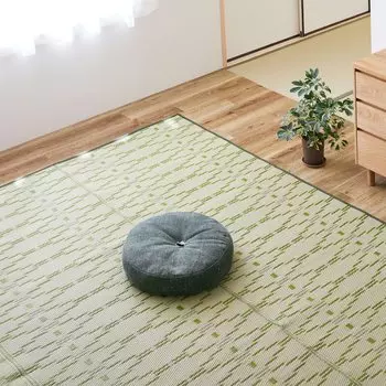 Ковер Hagiwara Washable Rush Style, зеленый, Edoma, 2 татами, 174X174 см, коврик с цветочным узором, японский узор, скандинавский, защита домашних животных, прибл.. Янаги зелёный