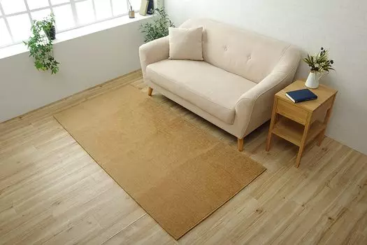 Ковер Ikehiko Corporation Moderno 90 x 185 см бежевый прямоугольный персональный моющийся водоотталкивающий водоотталкивающий прибл.. Нескользящий #4599009