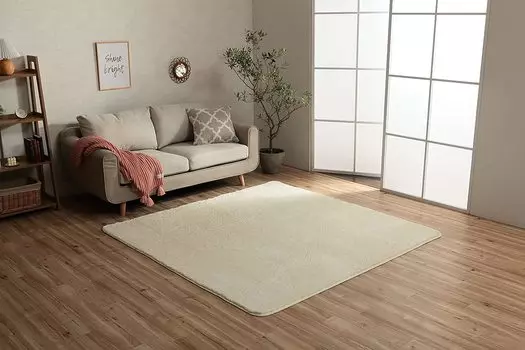 Ковер Ikehiko Rug Carpet Коврик прямоугольный Philip 2 сложенный Ivory 130 x 185 см Машинная стирка Нити Простая подушка Круглый год Прибл.. #1280600141503 слоновая кость