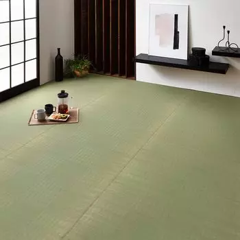 Ковер Ikehiko Rush из натурального материала, цветочный коврик, без подкладки, прямоугольный, одинарный, глянцевый, гладкий, примерно 261 x 352 см, Edoma, 6 татами, сделано в Японии зелёный