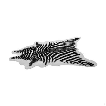 Ковер из искусственной зебры, ковер из полиэстера для домашнего декора, пригодный для машинной стирки, толстый коврик для пола 0.85x1.1 m