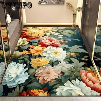 Ковер из ПВХ с 3D-печатью в виде цветка пиона для гостиной, спальни, ковры, коврики в Турции для рабочего стола 80 * 120cm