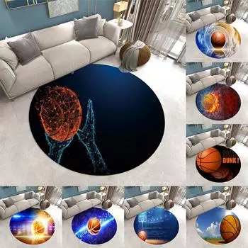 Ковер с 3D баскетбольным принтом для гостиной, новый стиль, круглые ковры для спальни, круглый напольный коврик для дома, ванной комнаты, нескользящий коврик 40cm