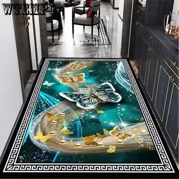 Ковер с бабочками и цветами, весенний ковер с принтом для гостиной, спальни, домашний декор, ковер для коридора, комнаты, кухни, напольный коврик, нескользящий 50*80cm