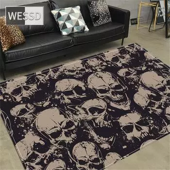 Ковер с черепом и ужасом в готическом стиле, ковер со скелетом, декор на Хэллоуин, напольный коврик для комнаты подростка, противоскользящий прикроватный коврик для спальни, коврик для двери 40x60cm 1pcs
