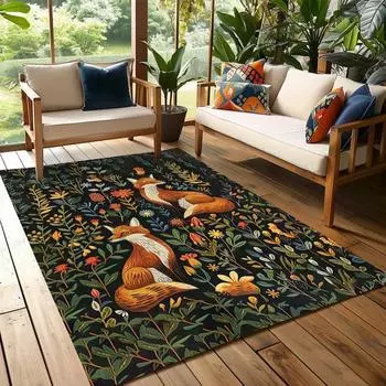 Ковер с цветочным рисунком и изображением животных, моющийся коврик для патио, нескользящие фланелевые ковры для дома, гостиной, спальни, кухни, пригодные для машинной стирки 40X60cm-16x24in