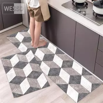 Ковер с геометрическим принтом для кухонного пола 40x60 см 40x120 см, 2 шт., простой прикроватный коврик для спальни, ванной, коврик для дорожки, коврик для дома 40x60cm+40x120cm
