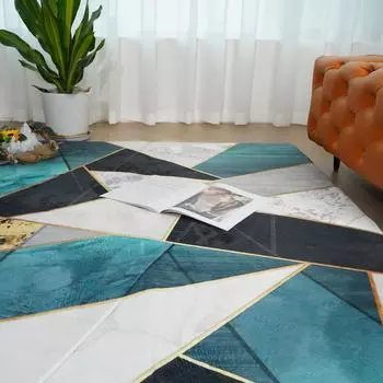 Ковер с геометрическим рисунком для гостиной, бархатный ковер, детские прикроватные коврики для спальни, мягкие квадратные пушистые ковры, домашний диван, декор стола, коврик 80x160cm