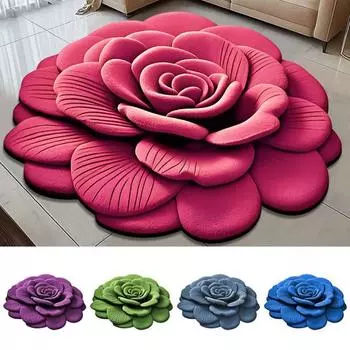 Ковер с изображением цветка пиона, 3D визуальный цветок, нескользящий нижний коврик, впитывающий коврик для ванной комнаты, декор для входа в дом, гостиной 40*40cm зелёный