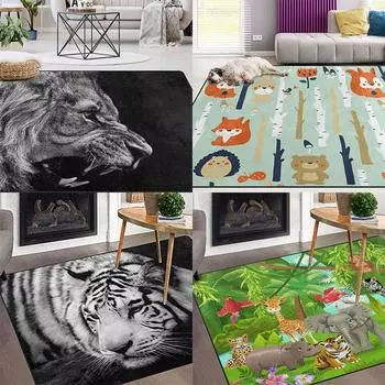 Ковер с изображением тигра для гостиной, спальни, прикроватный ковер, нескользящий напольный коврик для дома 40x60cm