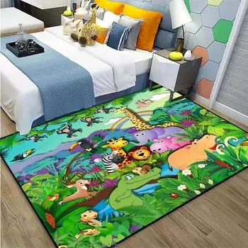 Ковер с изображением животных из мультфильмов в виде джунглей, ковер с изображением жирафа и льва, украшение для гостиной, большой коврик для спальни, детский коврик для ползания, коврик для ванной комнаты 40x60cm