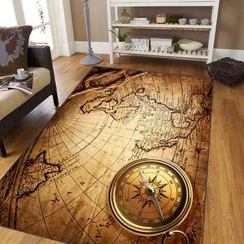 Ковер с навигационной картой древнего мира для гостиной, мягкий фланелевой коврик для спальни, противоскользящий коврик для ванной комнаты, детский игровой коврик 40cm by 60cm