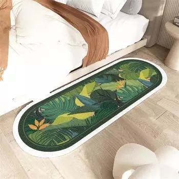 Ковер с пасторальным принтом листьев для спальни, пушистые мягкие прикроватные коврики для детских игр, длинные напольные коврики, балконные ковры, домашний декор L60xW40cm