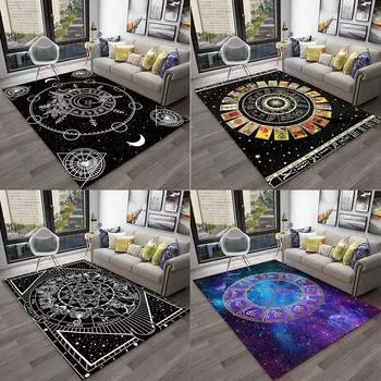 Ковер с принтом, коврик для гостиной, нескользящий коврик для спальни, ковер созвездия, ковер с изображением Солнца и Луны 40x60cm