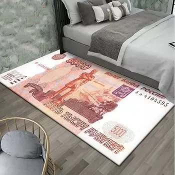 Ковер с принтом валюты Crystal Velvet Ruble 80x160 см One Size розовый