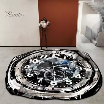 Ковер с ретро-часами и нескользящей основой, круглой формы, с богатым рисунком, быстро впитывающий воду, праздничный декор, коврик для кухни, спальни отеля 40cm