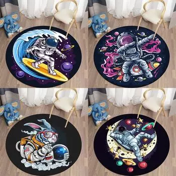 Ковер с рисунком астронавта, круглый ковер с героями мультфильмов, гостиная, детская комната, декоративный коврик, украшение для дома, круглый коврик 40cm